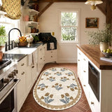 3x5 Oval Rug for Bedroom - Soft Washable Boho Beige Living Room Rug