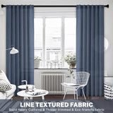 Navy Blue Polyester Curtains 96 Inches Long 2 Panel Set Midnight Blue Light Filtering Privacy Semi Sheer Curtain Panels Modern Farmhouse Window Drapes for Living Room Bedroom Indigo, 8FT