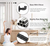 Curtain Rods for Windows 120 to 170, Heavy Duty Industrial Curtain Rods, Black Wrap Around Outdoor Curtains Rod,1 Inch Adjustable Drapery Rod 144-170"