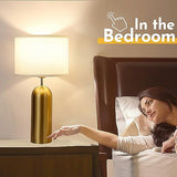 Gold Lamps Set of 2 Touch Control 3-Way Dimmable Bedside Nightstand Lamps Bedroom Lamps Modern White& Gold Table Lamp with USB Type C Ports Tall Lamps for Living Room End Table Home Office