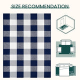 KOZYFLY Buffalo Plaid Area Rugs 2.3x3.6 Ft Blue and White Rug Washable Front Door Mat Woven Cotton Indoor Outdoor Rug for Front Porch Kitchen Entryway Patio Farmhouse Checkered Doormat