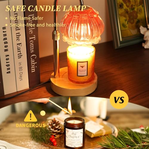 HAIDOLIANG Candle Warmer Lamp with Timer - Adjustable Height and Stepless Dimmable, Birthday Gifts for Women/Mom, Flower - Unique Teacher Appreciation Gifts (Pink)
