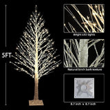 5FT Lighted Birch Tree, 560 LED Warm White Lights | Twinkle lighting effect, Built-in timer, Indoor outdoor display, Warm white festive glow, Wedding and Christmas decor
