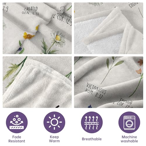 Afterprints Christian Gifts for Women, Christian Blanket with Flowers, Birthday Gifts for Women, Christmas, Inspirational, Religious Gifts for Sister, Friend, Daughter, Soft Throw Blankets 50'' x 60''
