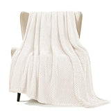 Whale Flotilla Extra Large Fuzzy Fleece Throw Blanket for Couch, 50x70 Inch Fluffy Warm Soft Jacquard Blankets for All Season, Lightweight and Cozy, Ivory