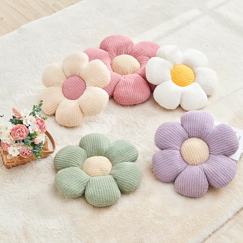 Flower Throw Pillow,Sage Green Flower Shaped Pillow Decorative Throw Pillows for Sofa, Couch,Bed,15.7'' Soft Daisy Pillow Floor Seating Cushion for Home Decor