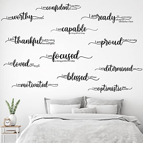Epakh 2 Sheets Inspirational Wall Decals Motivational Wall Stickers Black Art Decor Positive Affirmation Quote Stickers Vinyl Positive Wallpaper for Living Room Bedroom Office Nursery Restaurants