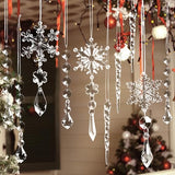 20pcs Christmas Ornaments Set for Tree Decorations- Hanging Acrylic Crystal Snowflake Icicle Drop Decorations for Winter Christmas Tree New Year Party Supplies