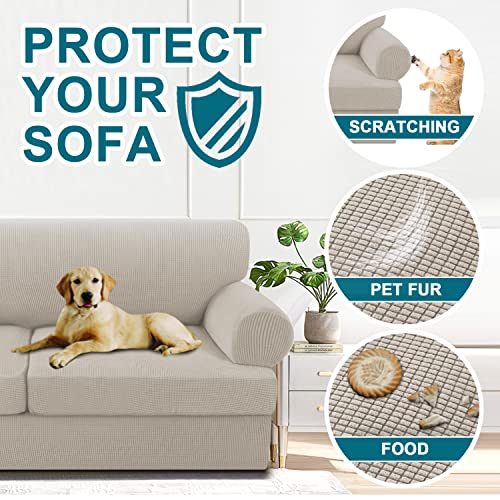 Turquoize 3 Pieces Sofa Covers for 2 Individual T Cushion Couch Sofa Slipcover Bundle 2 Pieces Chair Slipcover, Island Fossi