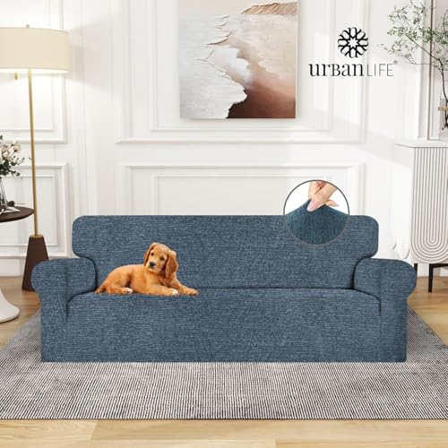 URBANLIFE Stretch Sofa Covers & Loveseat Couch Covers for Living Room Slipcover Set, 2-Pieces Machine Washable Couch Cover, Dusk Blue Gray