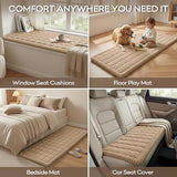 decorUhome Non-Slip Fuzzy Couch Cover for Dogs, Soft Thick Washable Pet-Friendly Protector, Sofa Slipcover for 2 Cushion Sofa/Loveseat, Khaki, 27.6" x 59"