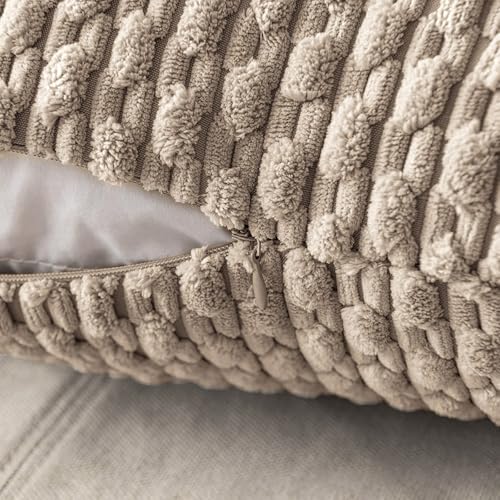 MIULEE Lumbar Decorative Throw Pillow Covers 12x20 Light Brown Corduroy