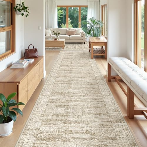 3x18 Runner Rug Non Slip,Washable Hallway Runner Rug,Brown
