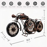 YOUKI Metal Motorcycle Wall Decor,Desk Shelf Clocks,Man Cave Decor,Steampunk Decor,Gift for Men,Large Wall Clock for Bedroom,Office,Garage,Non Ticking,Battery Operated,16.6 x 1.5X 7.9 Inches,Bronze