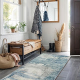2x6 Abstract Kitchen Rug Runners: Washable Hallway Non Slip Runner Blue
