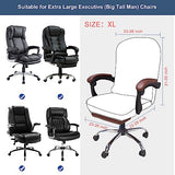NeColorLife Stretchable Office Chair Cover with Armrest Covers - Zippered High Back Seat Cover for Extra Large Executive Desk Chairs,Big Tall Man (X-Large Size, Black)