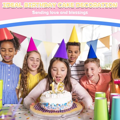 16 Birthday Candles,16th Birthday Decorations for Girls Boys,Sweet 16 Cake Topper Party Decorations,Number Candles for Birthday Cakes