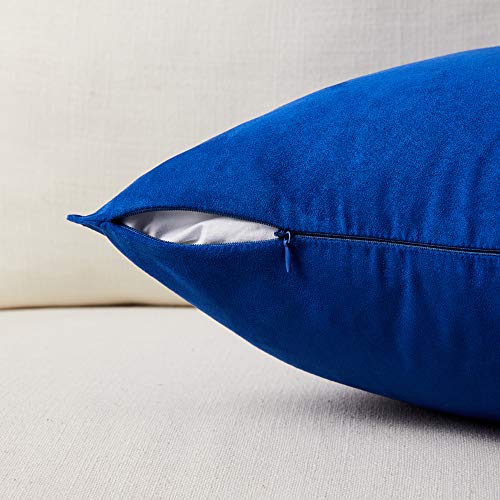 Fancy Homi 2 Packs Premium Faux Suede Decorative Throw Pillow Covers, Super Soft Square Pillow Case,Solid Cushion Cover for Couch/Sofa/Bedroom (18" x 18", Set of 2, Blue)