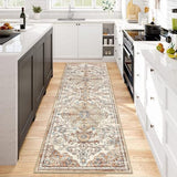 Pauwer Hallway Runner Rug 2x6, Washable Boho Kitchen Runner, Brown/Blue