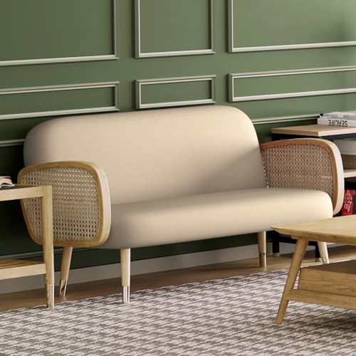 Queen Size Futon Cover, Armless Stretch Futon Slipcover Armless Sofa Cover Furniture Protector, Durable & Washable Zippered Futon Couch Cover for Adults Kids and Pets, Ivory