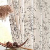 jinchan Floral Curtains for Living Room 84 Inch Length Farmhouse Printed Curtain Rod Pocket Back Tab Black Peony Flower Patterned Drapes Bedroom Window Curtains Set 2 Panels 25% Linen 75% Polyester