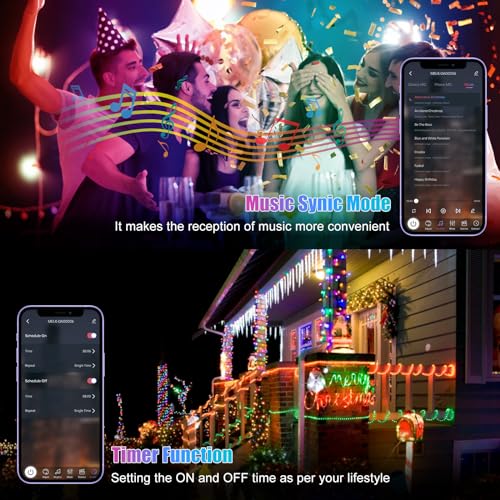 RGB Smart IC String Lights Indoor 16FT/5M [APP & Remote Control], 50 LEDs Multicolor Fairy Lights, USB Powered & IP65 Waterproof, Music/Voice Sync, Fairy String Lights for Christmas, Party
