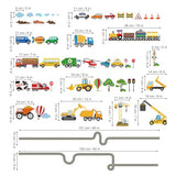 decalmile Car Road Wall Stickers Transports Vehicles Construction Truck Wall Decals Baby Nursery Kids Bedroom Playroom Wall Decor