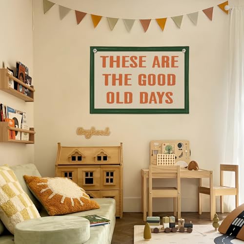 These Are The Good Old Days Canvas Banner Wall Hanging Banner Flag, Banners for Room, Trendy Retro Nostalgic Inspirational Banner (Retro)