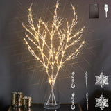 LITBLOOM Lighted Willow Branches Iredescent Glittered 32IN 120 LED with Timer Battery Operated and USB Plug in, Tree Branch with Fairy Lights for Home Room Christmas Decoration