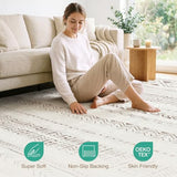 cotiled 5x7 Area Rugs Living Room Rug: Washable Boho Rugs with Non Slip Backing Large Soft Indoor Stain Resistant Carpet for Bedroom Farmhouse Dining Room Lightweight Home Decor L Brown/Cream