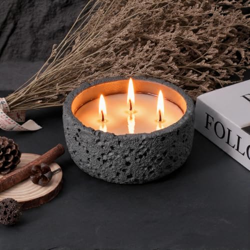 Viyffo 20oz Large Decorative Candle – Lavender & Sandalwood, 3 Wick Scented Candles for Women & Men, Matte Black Ceramic Jar Perfect Calming Home Fragrance, Elegant Halloween Décor & Premium Gift