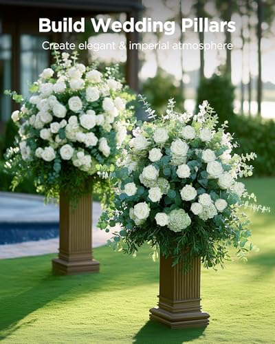 InnoGear 50 Pcs White Roses Artificial Flowers, Fake Velvet Silk Rose Bulk Faux Flower for Mother's Gift Decoration DIY Wedding Centerpieces Proposal Bridal Bouquets Party Floral Decor (50, White)