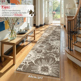 Findosom Hallway Runner Rug 2x10, Non Slip High-Low Textured Floral Washable Runner Rug with Rubber Backing, Boho Carpet Runner for Kitchen, Entryway, Bedroom, Laundry, Brown
