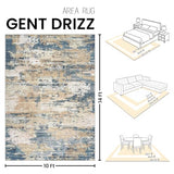 10x14 Area Rugs for Living Room Large Washable Abstract Rug Brown/Blue