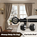 Curtain Rods for Windows 48-90 Inch(4-7.5Ft), Matte Black Decorative Curtain Rod Adjustable, Heavy Duty 1 Inch Drapery Rod for Living Room Bedroom Kitchen