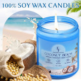 Coconut Beach Scented Candle, Natural Soy Wax Jar Candle for Home Scented, 100-Hour Burn Time Gifts for Women Men, 7 oz (2 Pack)