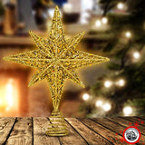 8 Inch Bethlehem Glitter Gold Star Christmas Tree Topper | Tree Toppers | Christmas Star Tree Topper | Rustic Tree Toppers Christmas Decorations | Christmas Tree Topper for 3-6 ft Trees