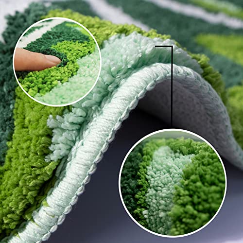 Kids Rug Green Leaf Area Rug for Nursery Cute Bath Mat Non Slip Small Preppy Carpet for Bedroom Bathroom Children Playroom Boho Home Decor Washable 2.6'x4'