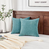 GAWAMAY Decorative Square Throw Pillow Covers 22"x22" Inch Set of 2, Super Soft Chenille Pillows Farmhouse Fall Pillowcase for Living Room Bedroom Sofa Couch Cushion Cover Smoke Blue 55x55cm