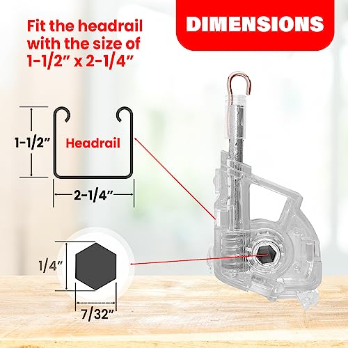 Amazing Drapery Hardware Low Profile Wand Tilter, Set of 2 - Durable Metal Construction, Heavy Duty Hexagon Gear/Hook Connection - Clear Blind Tilt Mechanism for 2" Horizontal Blinds