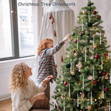 12pcs Crystal Icicle Christmas Tree Ornaments, Glass Beads Hanging Chandelier Pendants for Christmas Party Wedding Winter Decorations (Crystal AB)