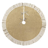 Christmas Tree Skirt, 48 inches Natural Burlap Jute with Ruffle Edge, Rustic Xmas Holiday Decoration
