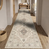 Washable 2'6x12 Hallway Runner Rugs, Vintage Non-Slip Low Pile Rugs Beige