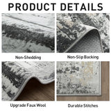 8x10 Area Rugs Washable Rug: Large Modern Abstract Living Room Rug Soft Anti-Skid Thin Carpet Indoor Floor Non-Shedding Carpets for Bedroom Dining Farmhouse Nursery Home Office Black Grey Gold