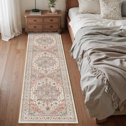 2x8 Vintage Runner Rug Low Pile Non-Slip Washable Hallway Rug