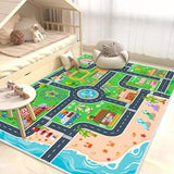 Kids Carpet Playmat Car Rug, Car Rug for Kids Toy Cars and Train, Non Slip Play Mat for Playroom Kids Room, City Life Educational Road Traffic Carpet for Classroom Nursery(Green,31×47in)
