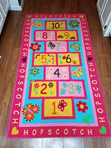 HUAHOO Pink Girls Rug - Hopscotch, Children's, Baby Nursery, Kids, Carpet - Girls Bedroom, Playroom, School Classroom, Learning, Educational (31.5''x47'')