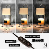 Dimmable Glass Candle Warmer Lamp with Timer - Adjustable Height Candle Lamp Warmer with Timer (8H/4H/2H) - Wax Melter - Ideal Gift, fits Various Size Scented Candles - 02 Bulb - (Brushed Nickel)