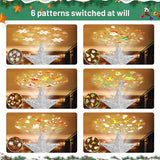 Mrrihand Christmas Tree Topper Lighted with 6 Projection Modes, Christmas Star Tree Topper Built-in LED Rotating Lights, Silver 3D Glitter Dynamic Projection for Christmas Tree Decorations