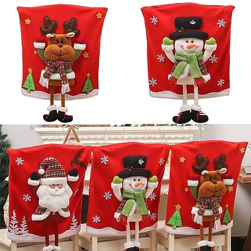 Festive Christmas Chair Back Adorable Cartoon Santa Chair Back Decor ForXmas Kitchen Dining Slipcovers